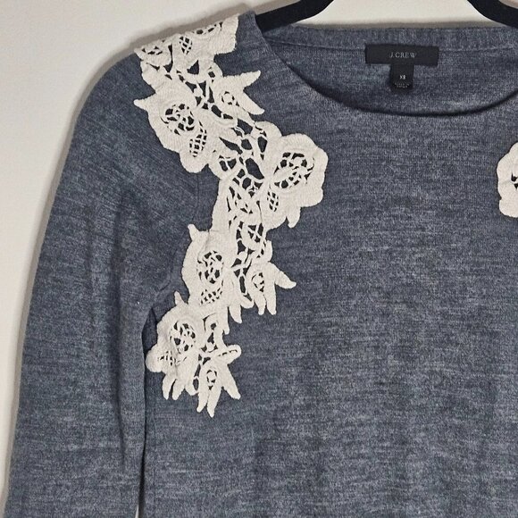 J Crew Lace Crochet Applique Sweater XS - Picture 2 of 6